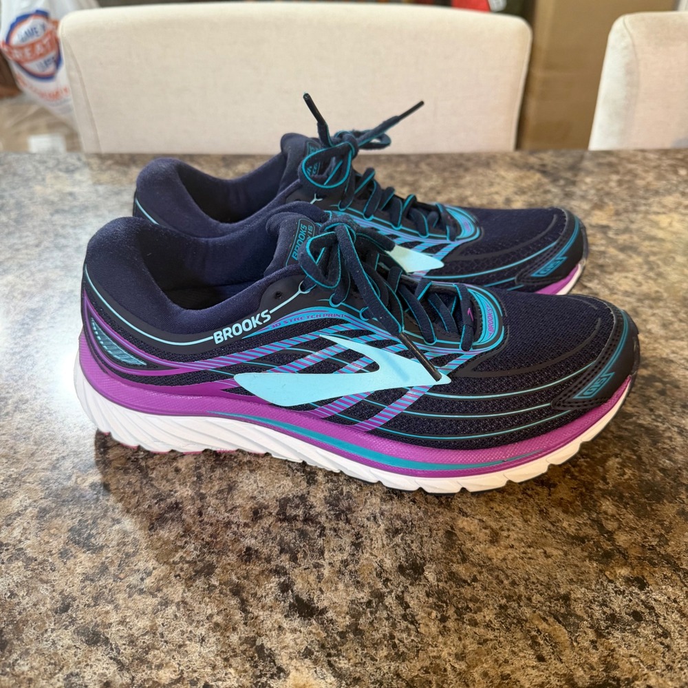 Brooks Glycerin 15 Womens Running Shoes Navy Purple Blue 1202471B405 Size 8.5